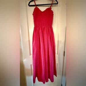 Elegant and Fun Pink and Red Gingham Maxi Dress